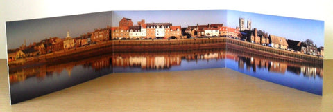 'King's Lynn Waterfront from West Lynn' tri-fold postcard